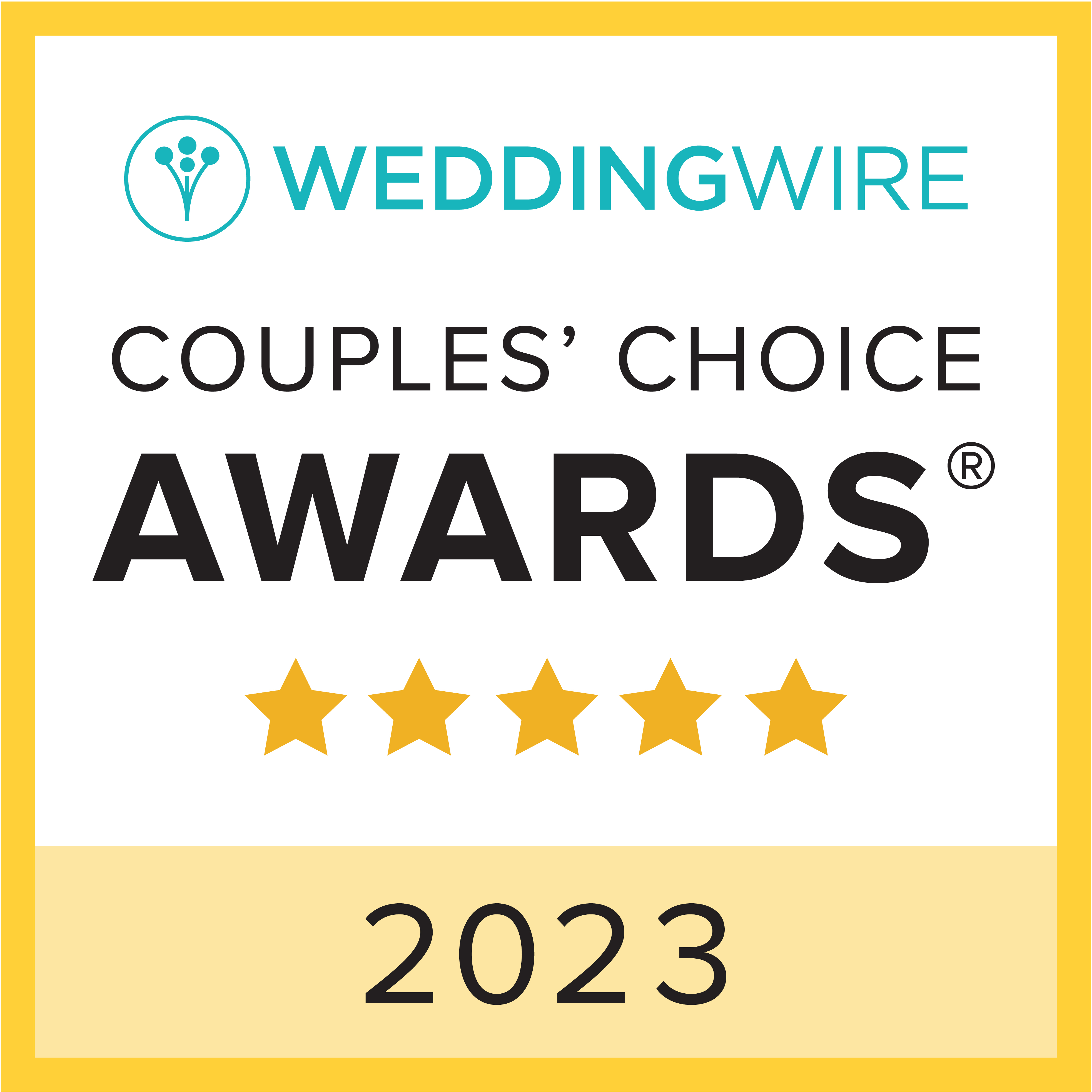 WeddingWire Couples' Choice 2023 award badge