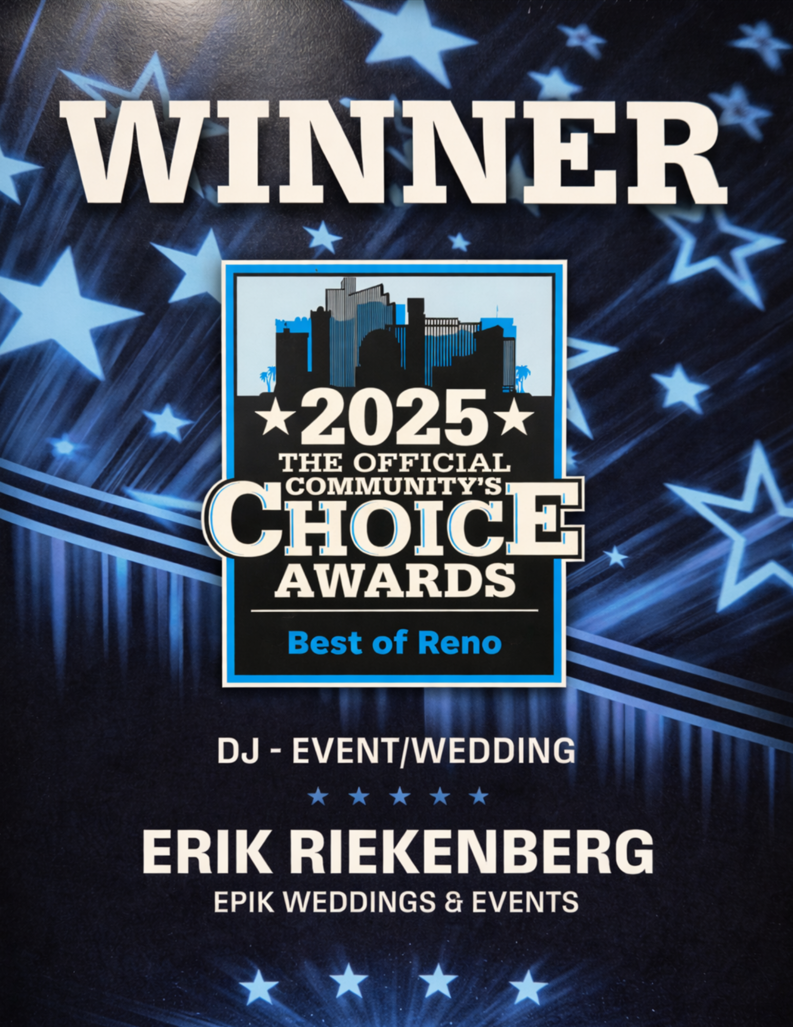 Best of Reno — Wedding/Event DJ 2025 award badge