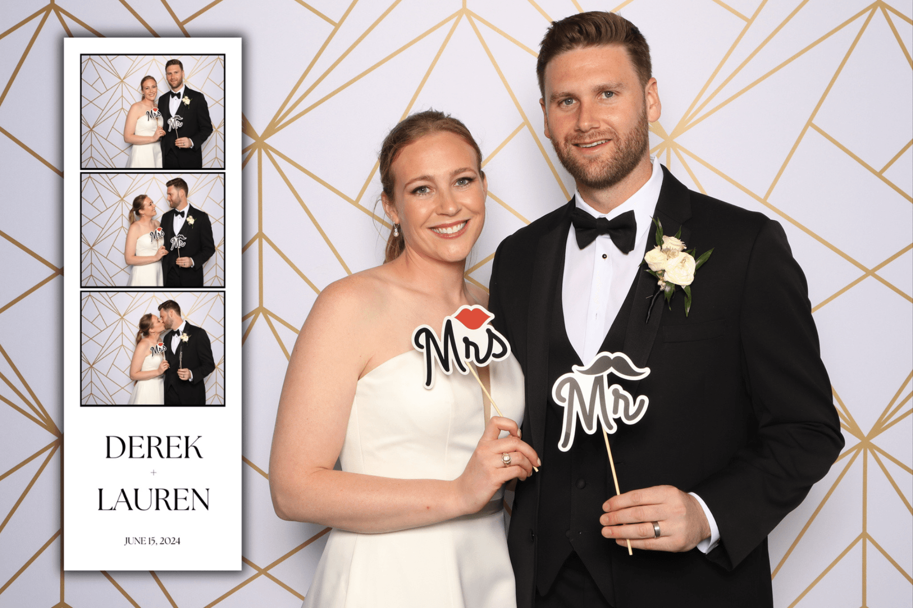 Derek and Lauren Mr. and Mrs. photo booth print strip