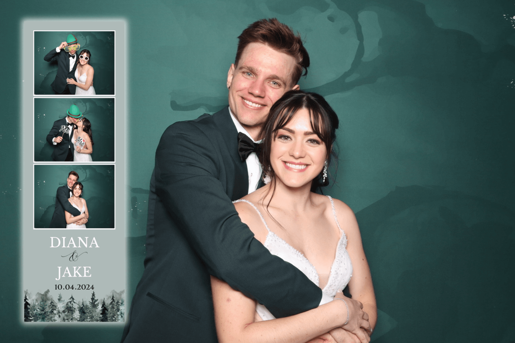 Diana and Jake forest-themed photo booth print layout