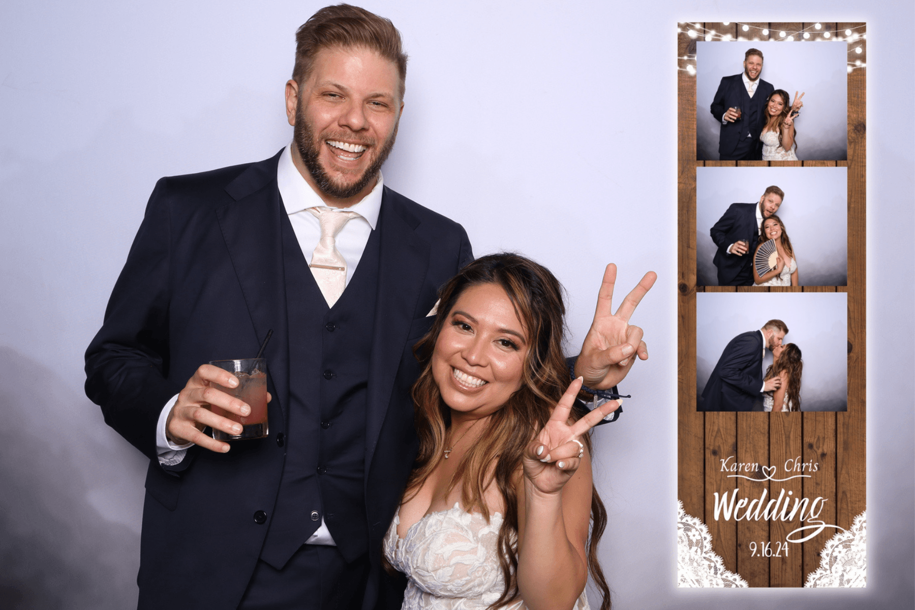 Karen and Chris rustic wood photo booth print layout